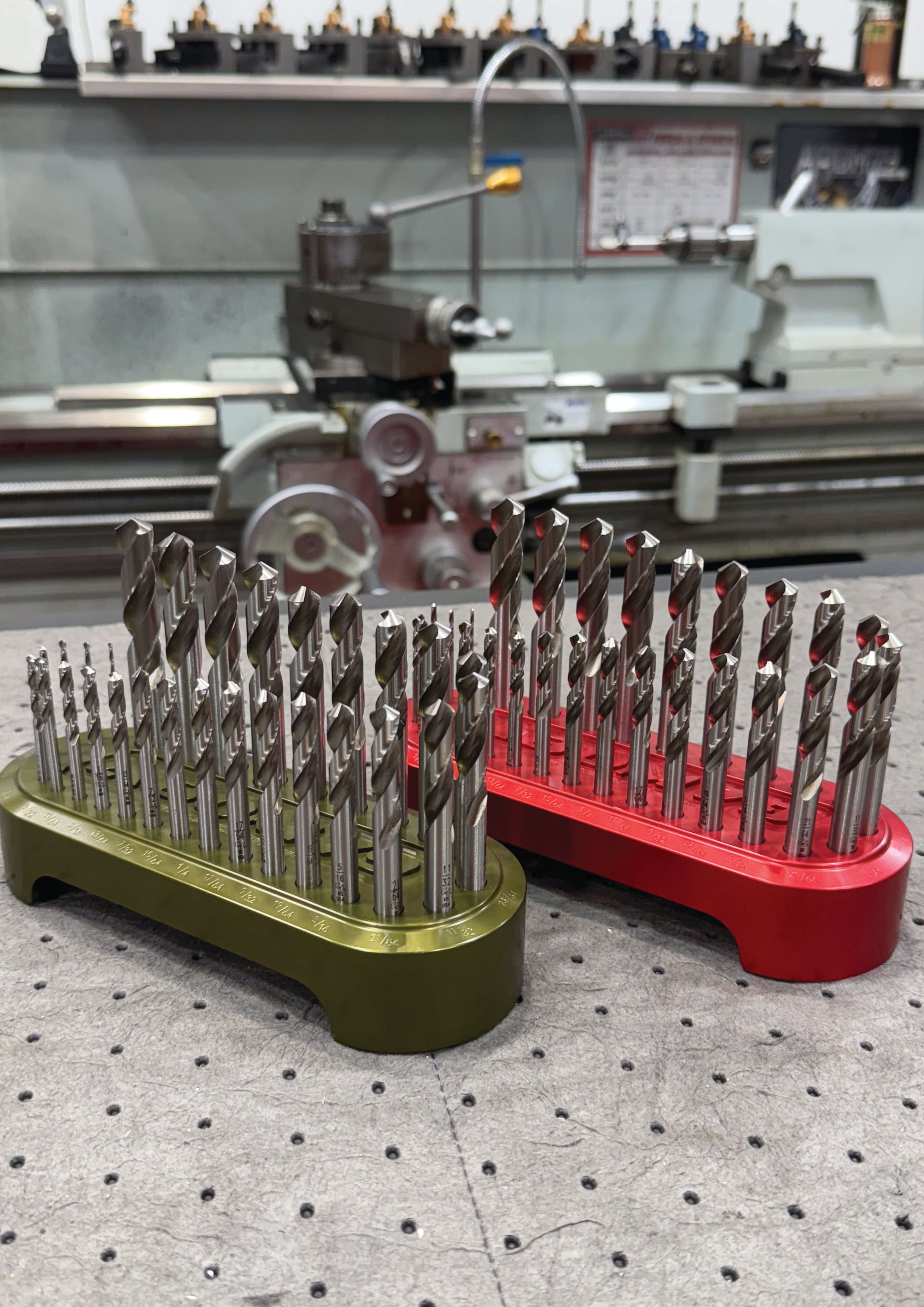 Abom Original Drill Index with Chicago-Latrobe Style 157 Screw Machine Length Drills- Red